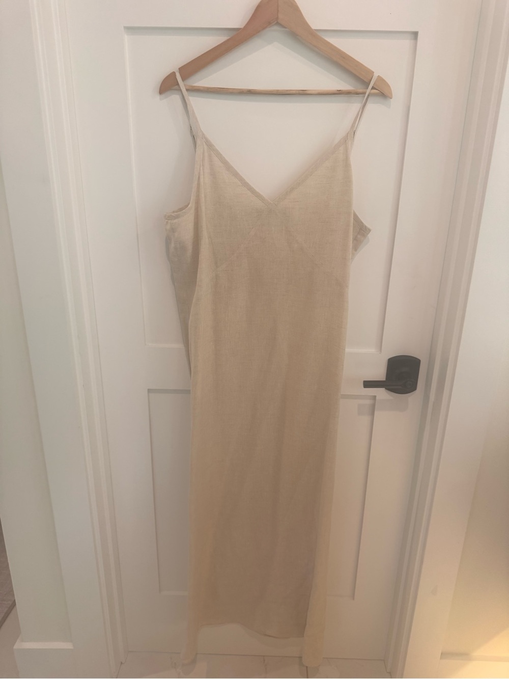 Jenni Kayne Beige Raw Silk Maxi Slip Dress